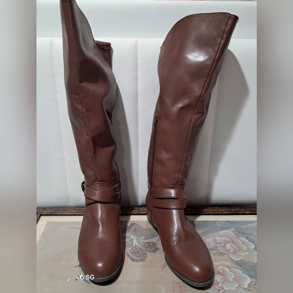 NWOT Anne Klein AKBESSA Brown Over The Knee OTK Riding Boots Size 7.5 iFlex - Picture 11 of 16